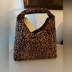 Leopard print mini slouchy tote.